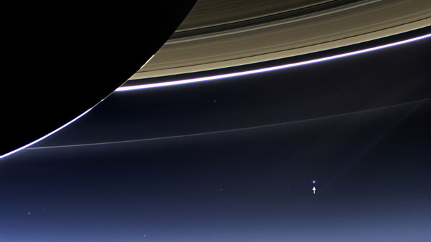 2013: Earth as seen through Saturn’s rings (Cassini)