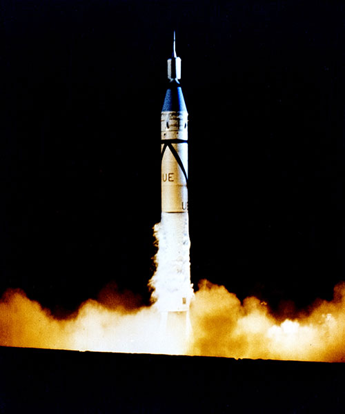 The Explorer 1 satellite launches in 1958